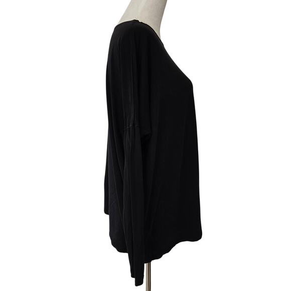 Piko Bamboo Blend Long Sleeve Tunic Top Black Size L Base Layer Casual - Picture 2 of 6